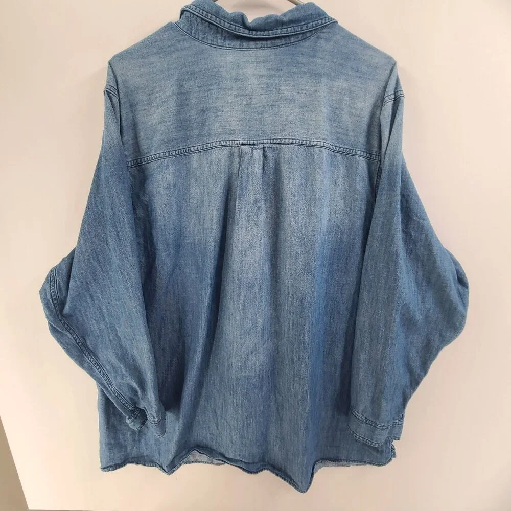 Old Navy Blue Denim Button Down Shirt - Picture 4 of 6